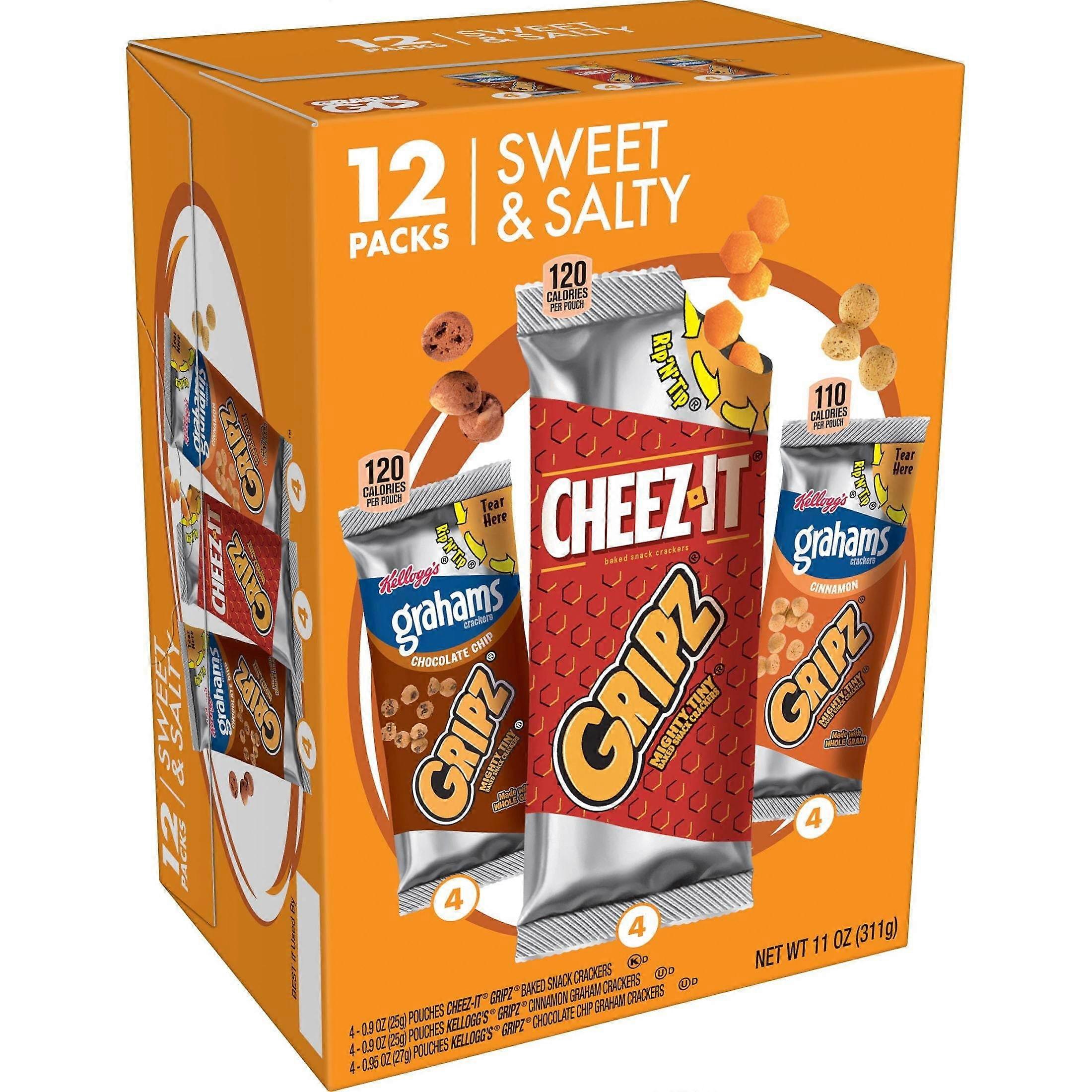 Kellogg's Gripz Tiny Baked Snack Crackers Æske, Sort Pakke, 12 stk.