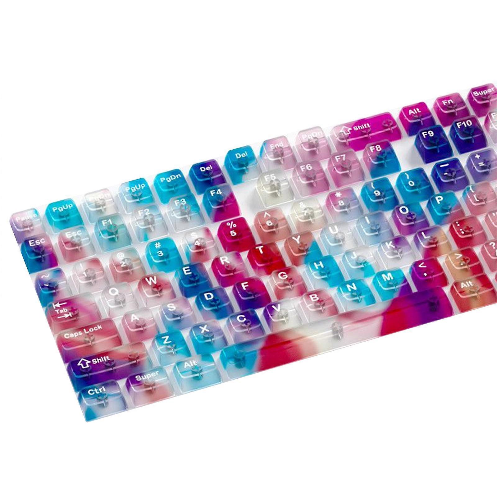 132 Rainbow Colored Keycaps PC Shine Through Design Ergonomic Typing Experience For Gaming Keyboards Multicolor