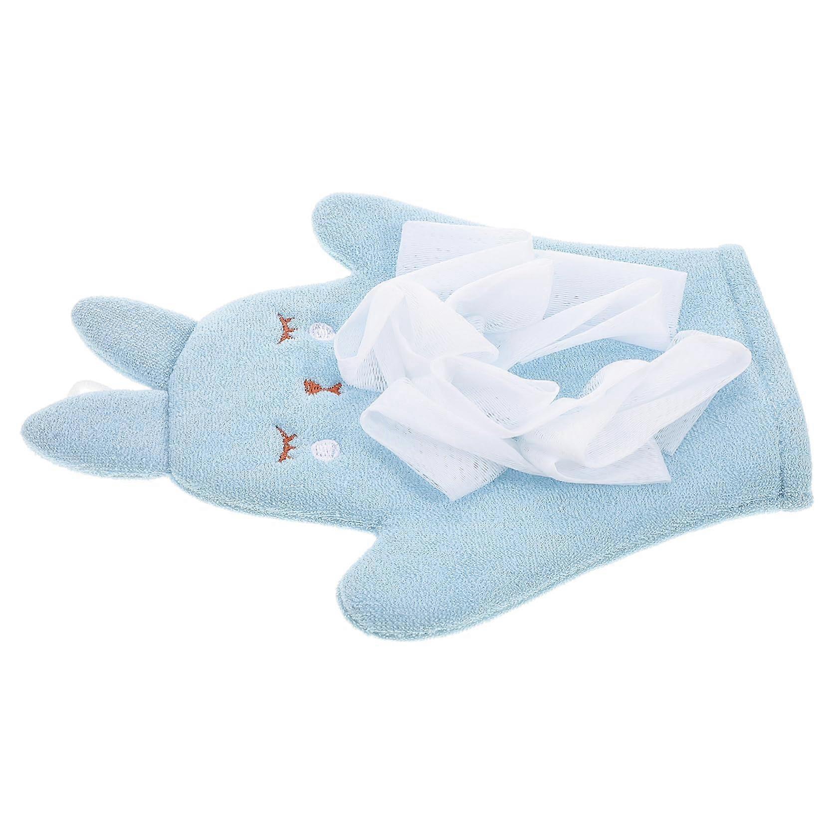 Double Sided Bath Mitt Exfoliating Washcloth, Rabbit Design, Gentle Cleansing Glove For Home Use