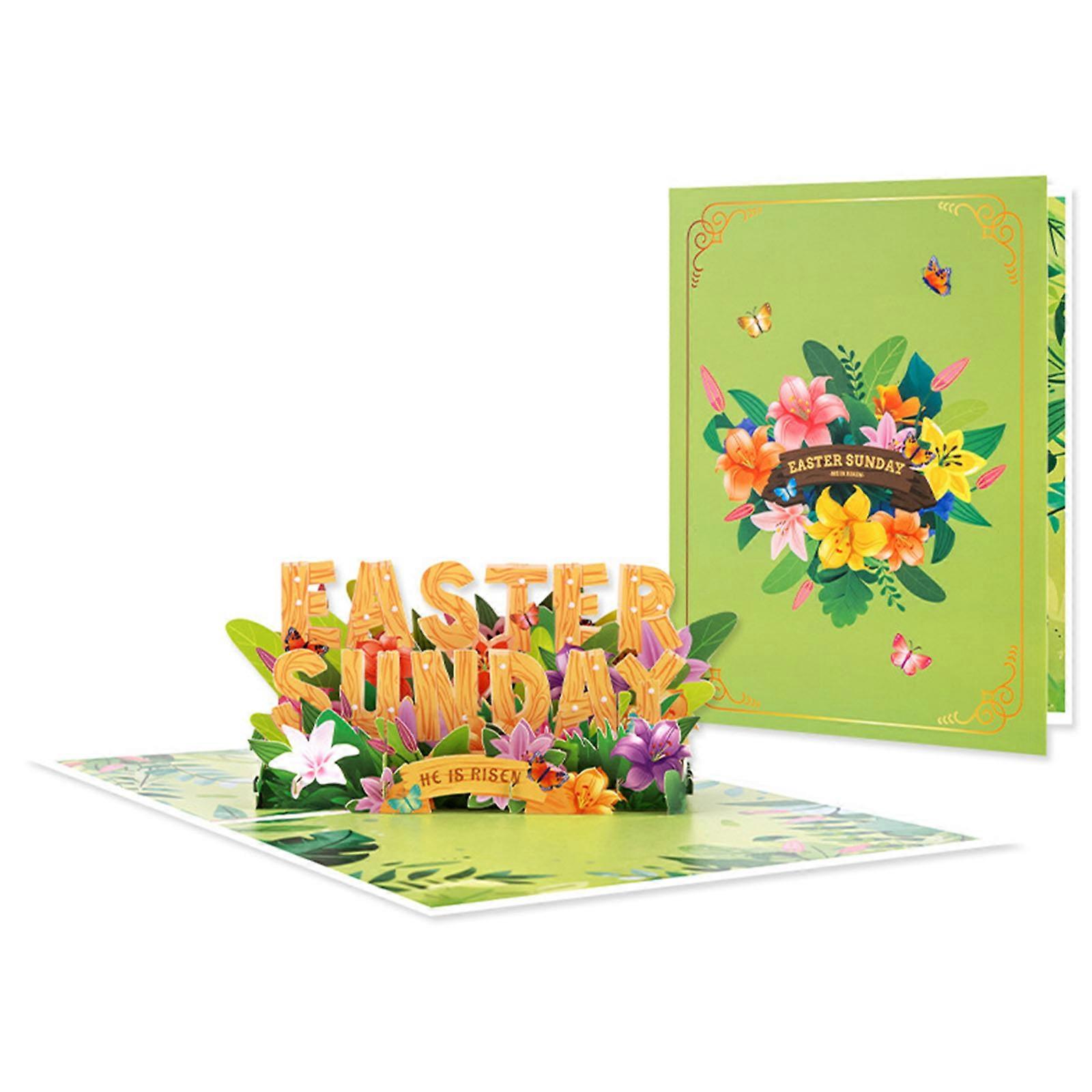 Artistic Cut Holiday Card With Concealed Easters Eggs Pattern Double As Home Decors And Valuable Adornment Multicolor