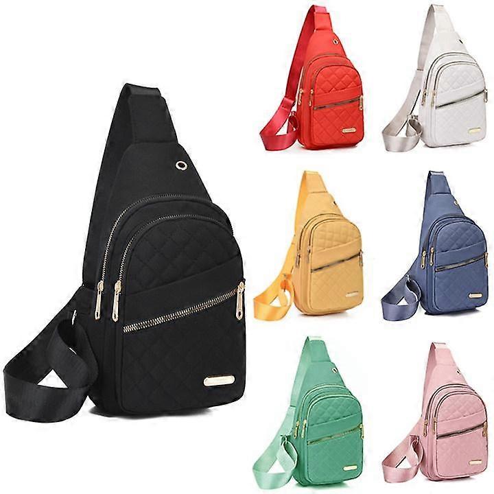 Quilted Sling Bag - Stylish Chest Bag w/ Multiple Pockets for Party, Travel & Daily Use - Minimalist Design, Lightweight & Versatile Fanny P