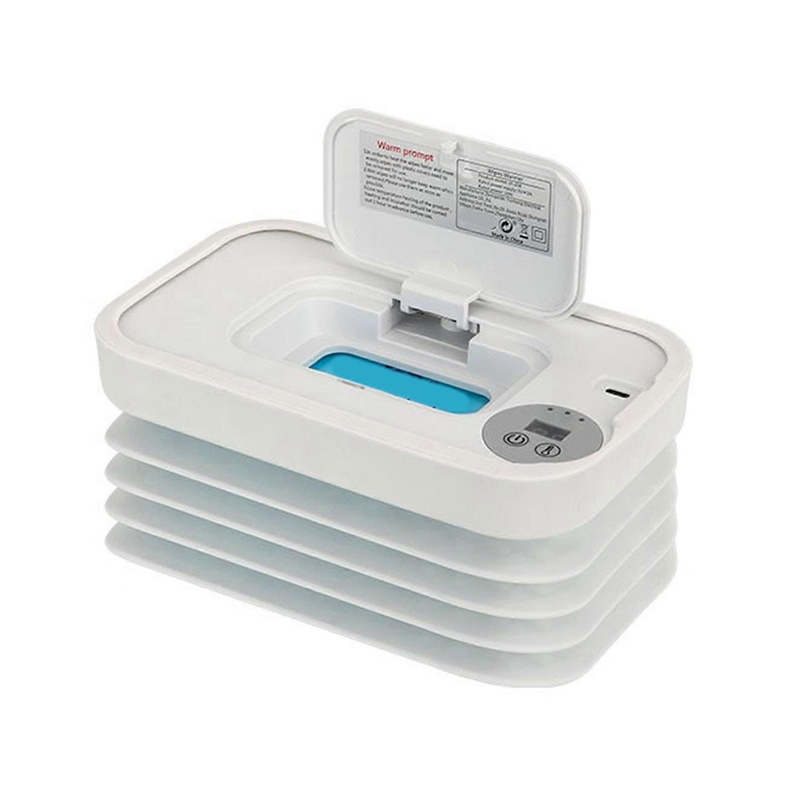 Portable Infant Wipe Heating System Adjustable Temperature Control Plastic Travel Ready Design Wet Wipes Warmer  White