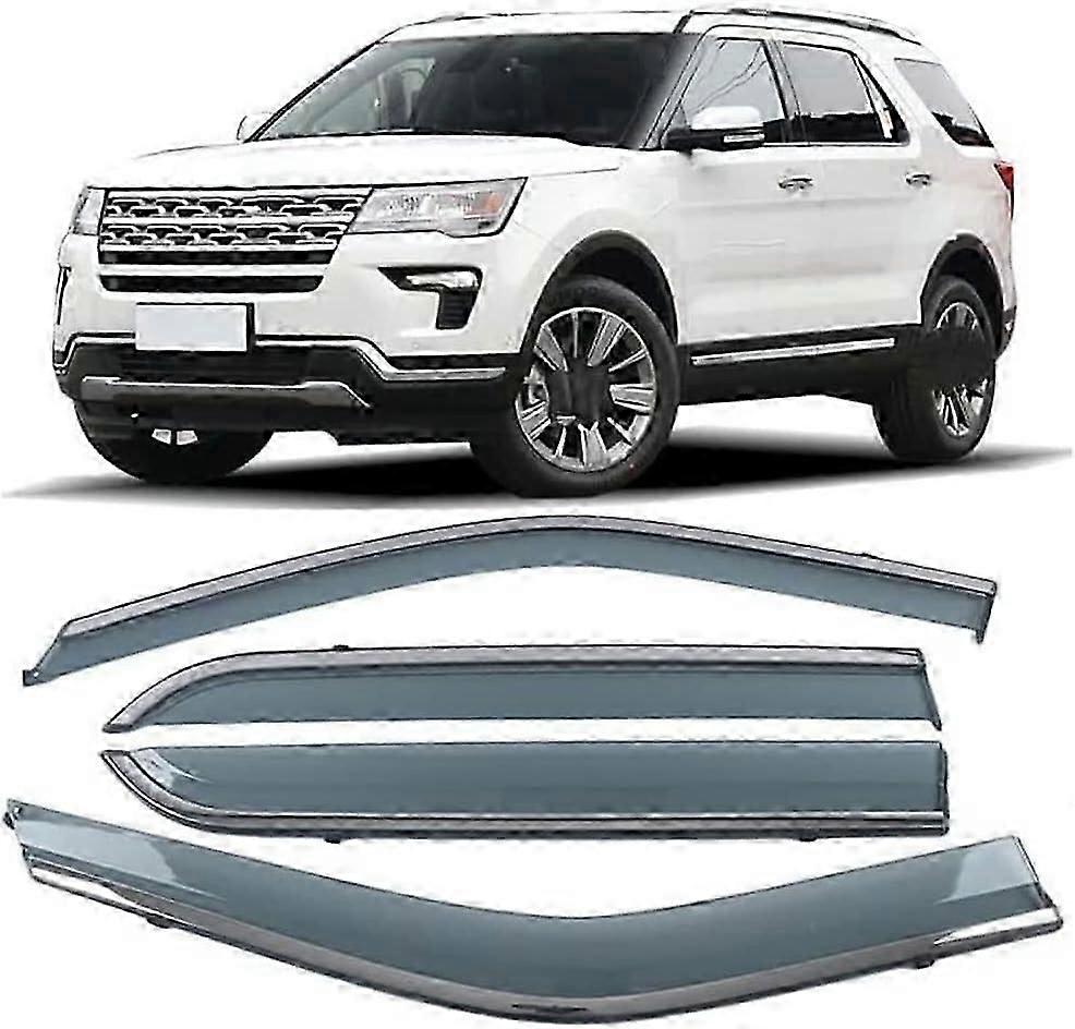 4pcs Car Wind Deflectors for Explorer 5 2013-2018, Side Window Visor Sun Rain Guard Windproof