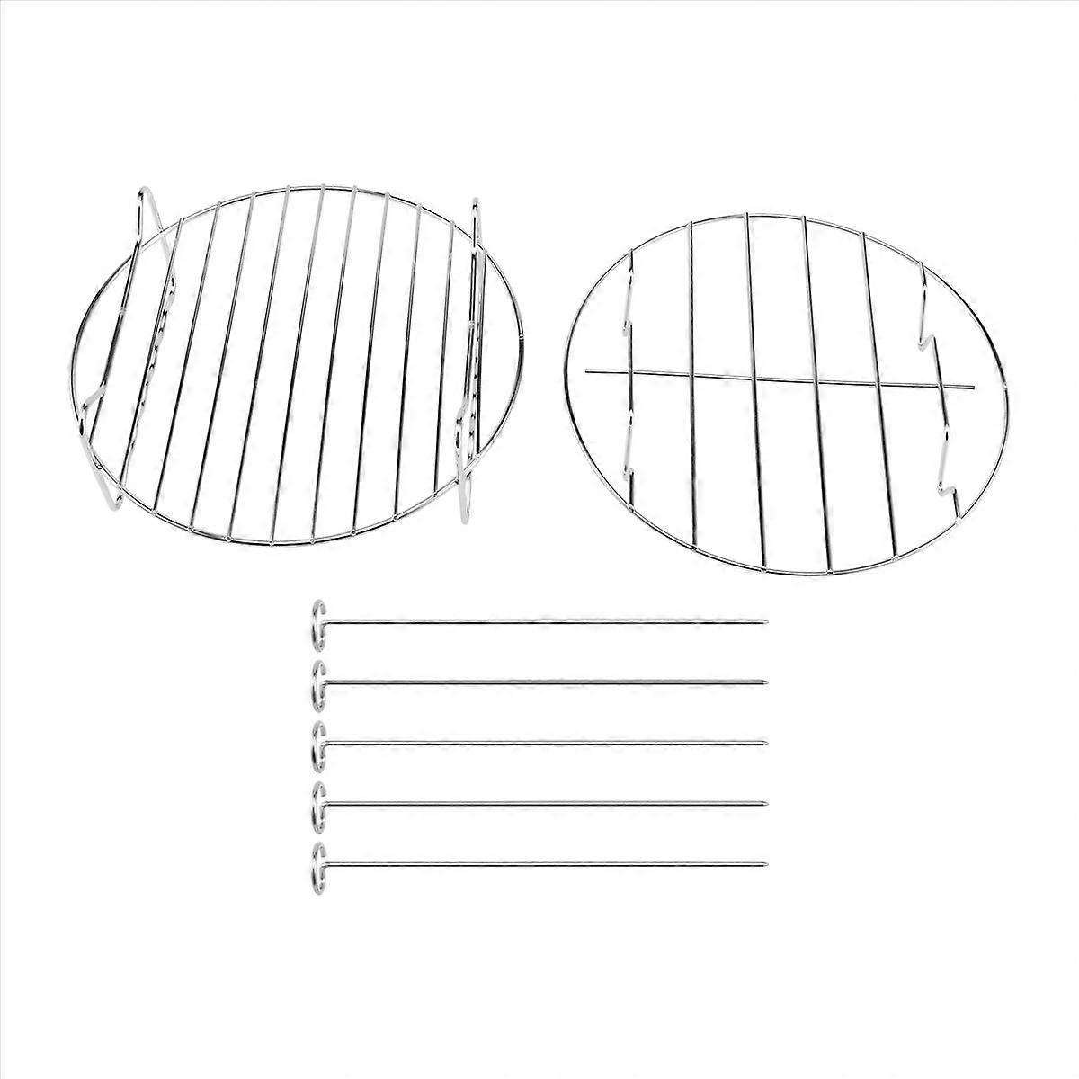 2 Pcs Air Fryer Accessories Air Fryer Rack Set Multi-Purpose Double Layer Rack with Skewer for XL Po