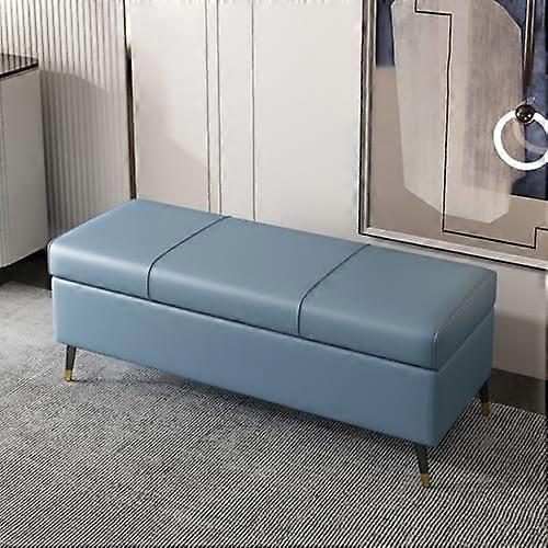 Storage Bench with Hidden Compartments, Cushioned Seat, Modern Design, 47 Inch for Entryway or Bedroom