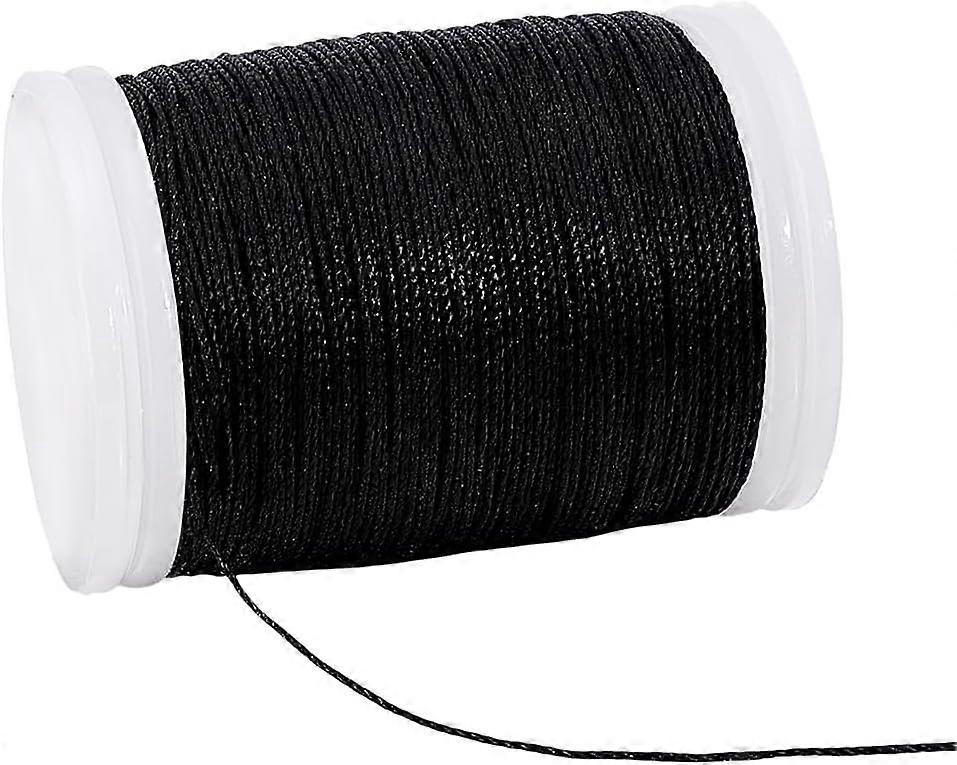 0.5mm Waxed Cord 131 Yard Waxed Beading String Polyester Threads Wax Cord Twine for Bracelet Necklaces Dreamcatcher Jewelry (Black)