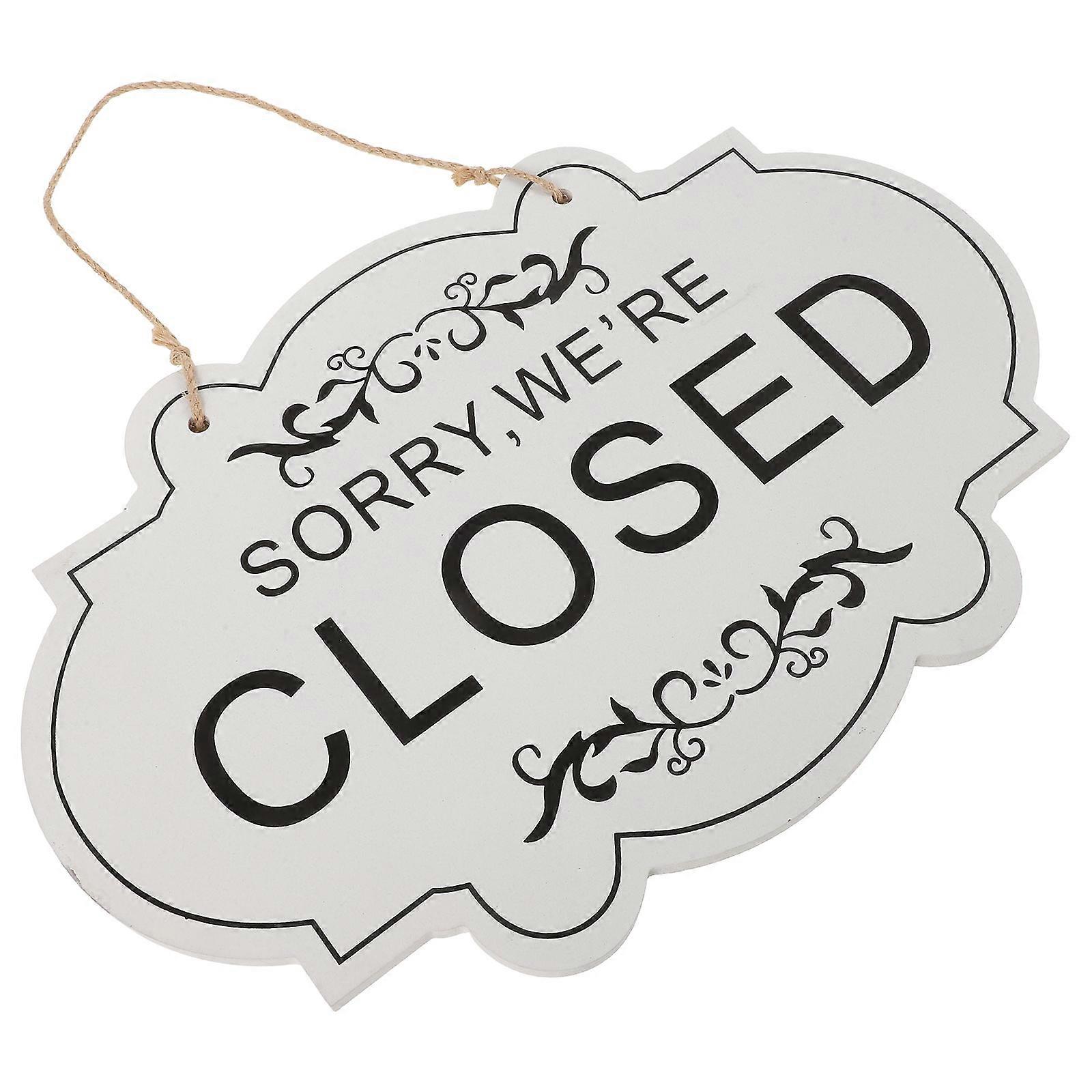 White Double-sided Open Closed Sign for Storefronts and Home Entrances with Density Board and Jute