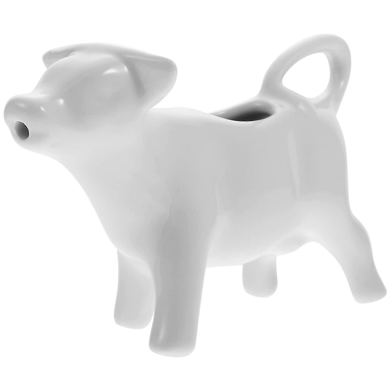Cow Shaped Ceramic Creamer Pitcher for Coffee and Milk, 40ml Small Milk Jug