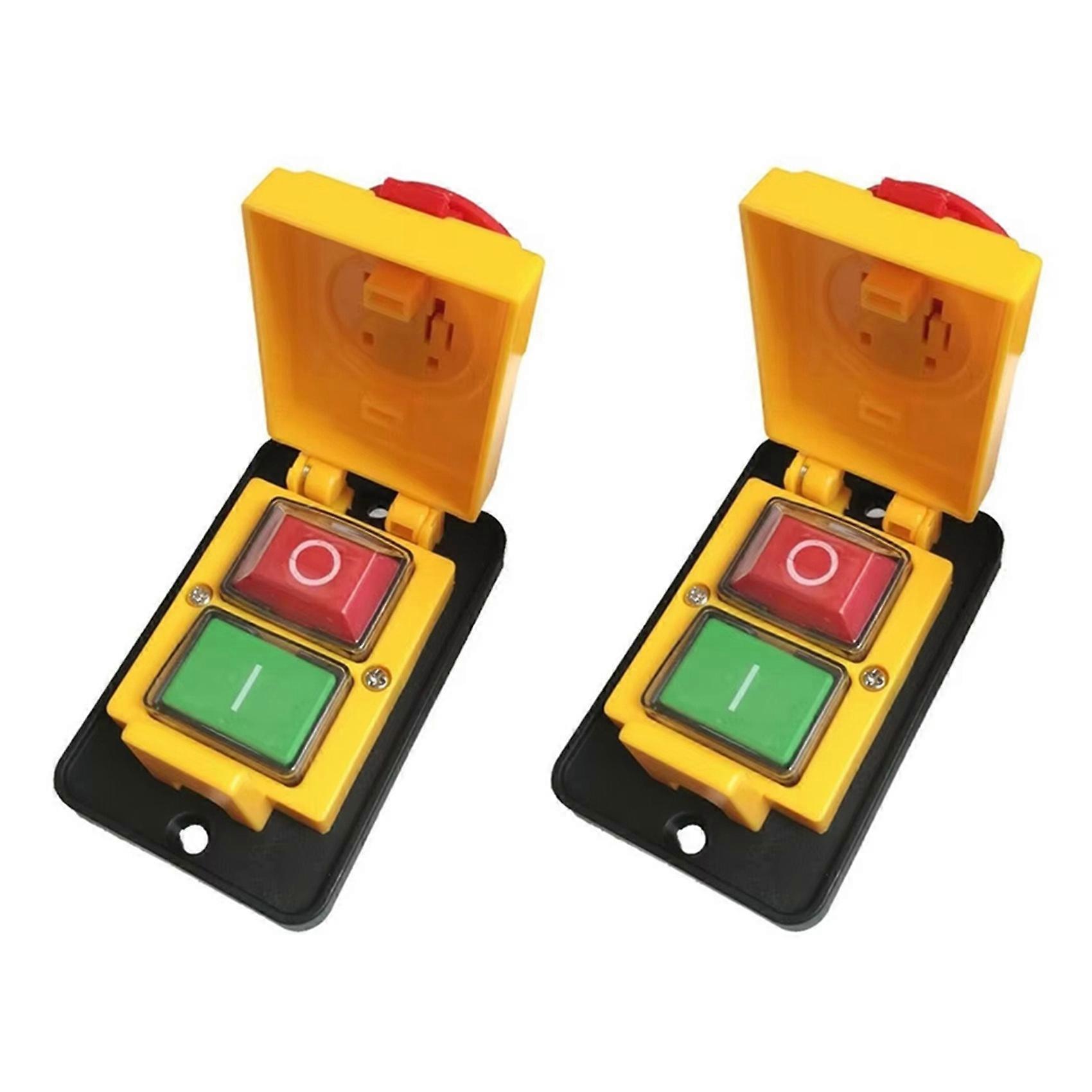 2X DZ05 7 Pins 400V IP55 Three-Phase Electromagnetic Emergency Stop Push Button Switch