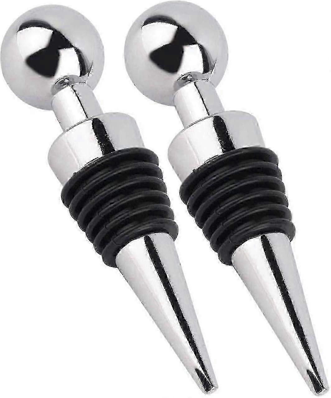 2 Pieces of Silver Round Red Wine Bottle Sealing Caps for Reusable Closure w
