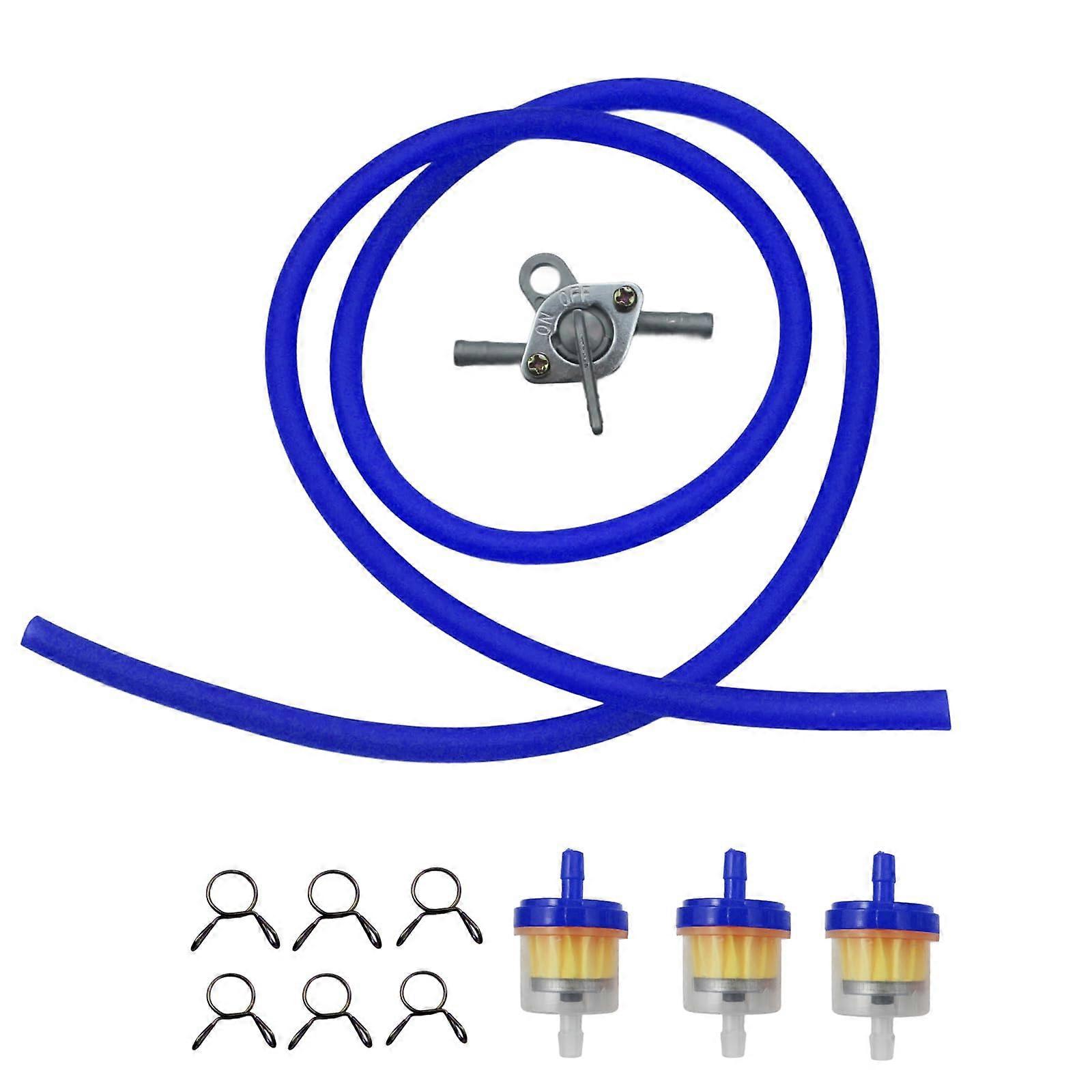 GY6 Fuel Line Kit with Filters and Shut Off Valve for 50cc150cc ATV Dirt Bike Go Kart Blue
