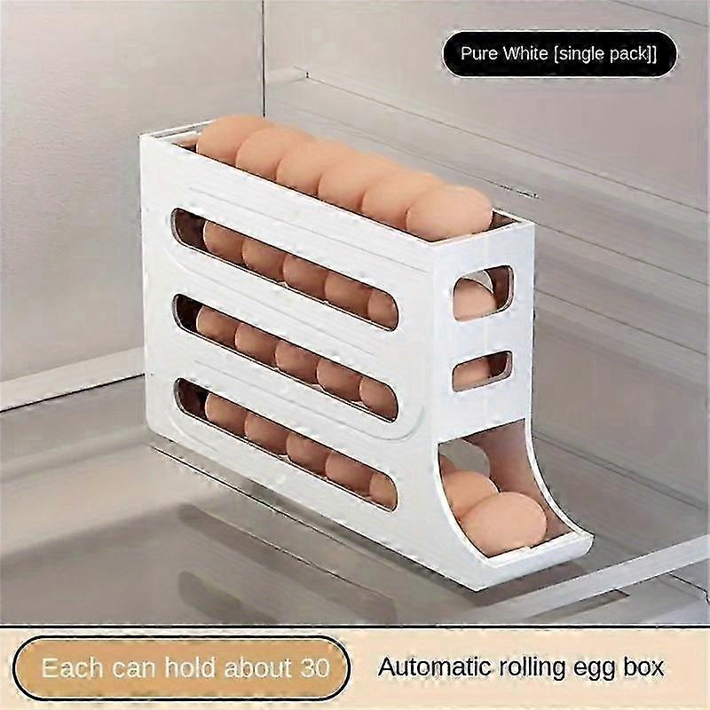 Egg Storage Container for Fridge, 4 Tier Automatic Rolling Refrigerator Organizer