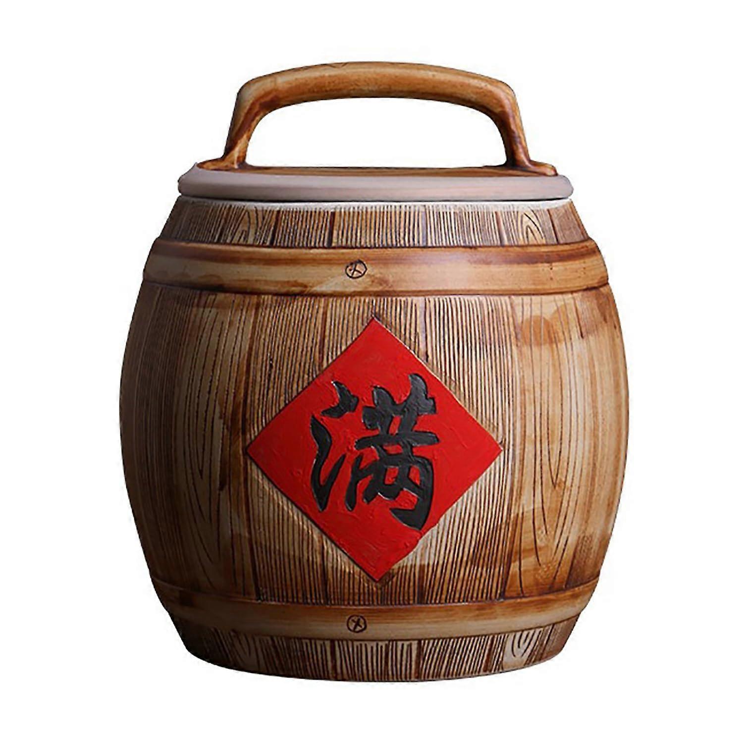 Ceramic Rice Storage Jar 15kg Airtight Seal Lid Large White Clay Grain Container for Kitchen