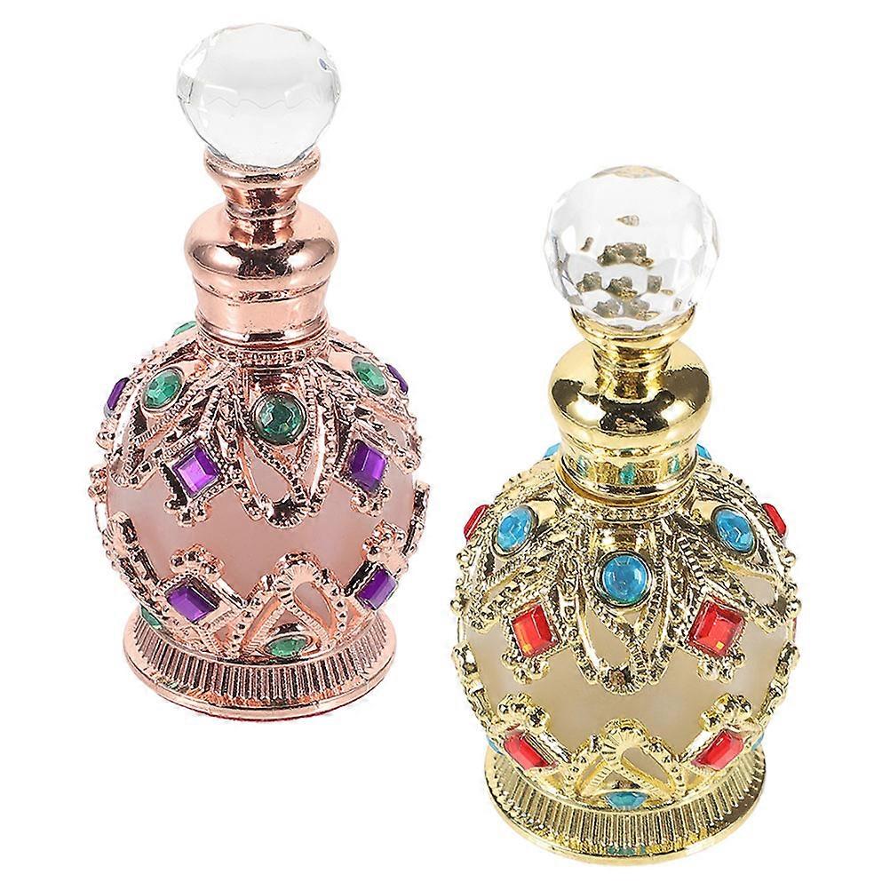 Assorted Color Empty Perfume Bottles for Storage Use 2Pcs Glass
