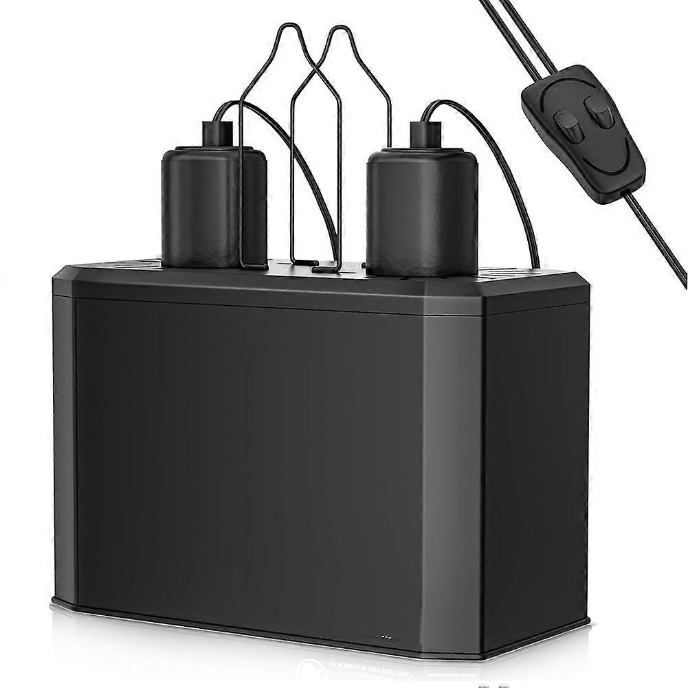 Dual Dome Reptile Lamp Fixture for Heat Lamp & UVB Bulb (Max 100W Each) with Reflector Design for Bearded Dragon EU Plug