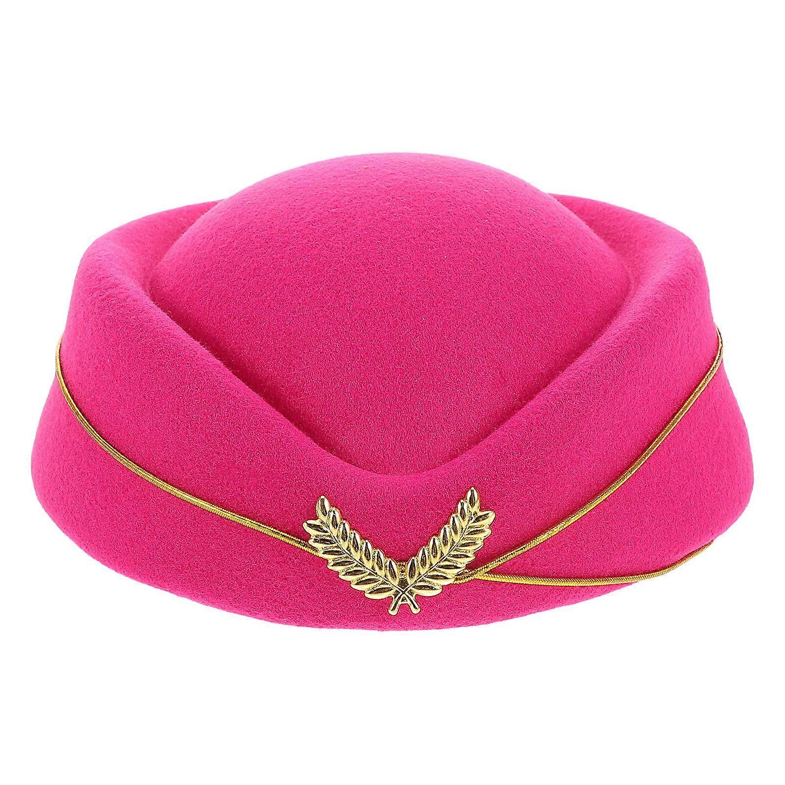 Rosy Performance Empty Stewardess Hat for Costume 1 Piece Faux Wool Cap