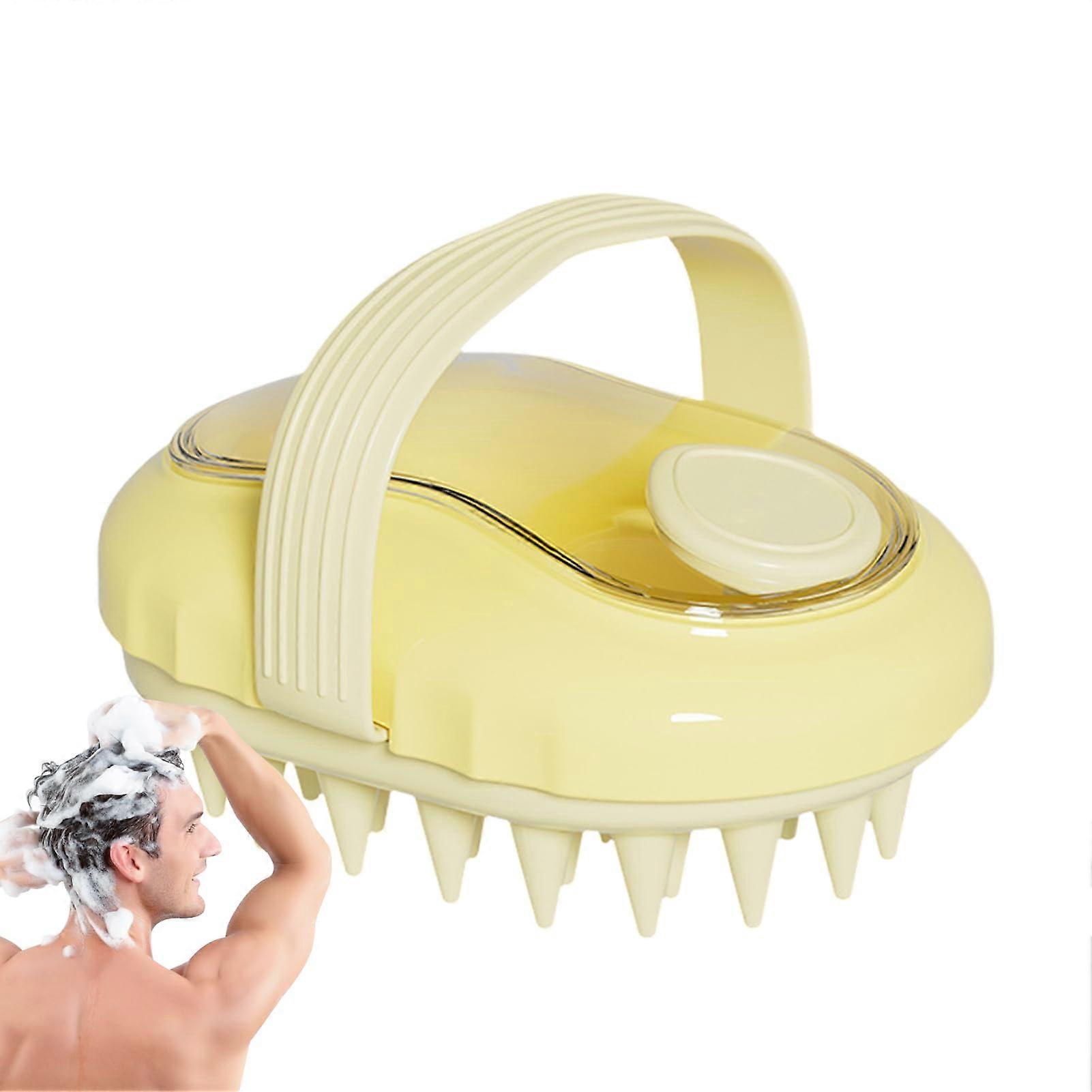 Scalp Massager with Gentle Silicone Bristles for Deep Hair Washing and Exfoliation Wet Dry Use Yellow