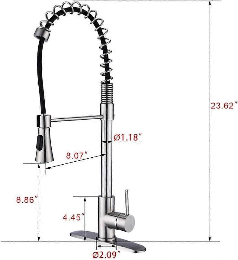 Brushed Nickel Spring Pull Down Kitchen Faucet Black  Arc Single Handle Leak Prevention Design