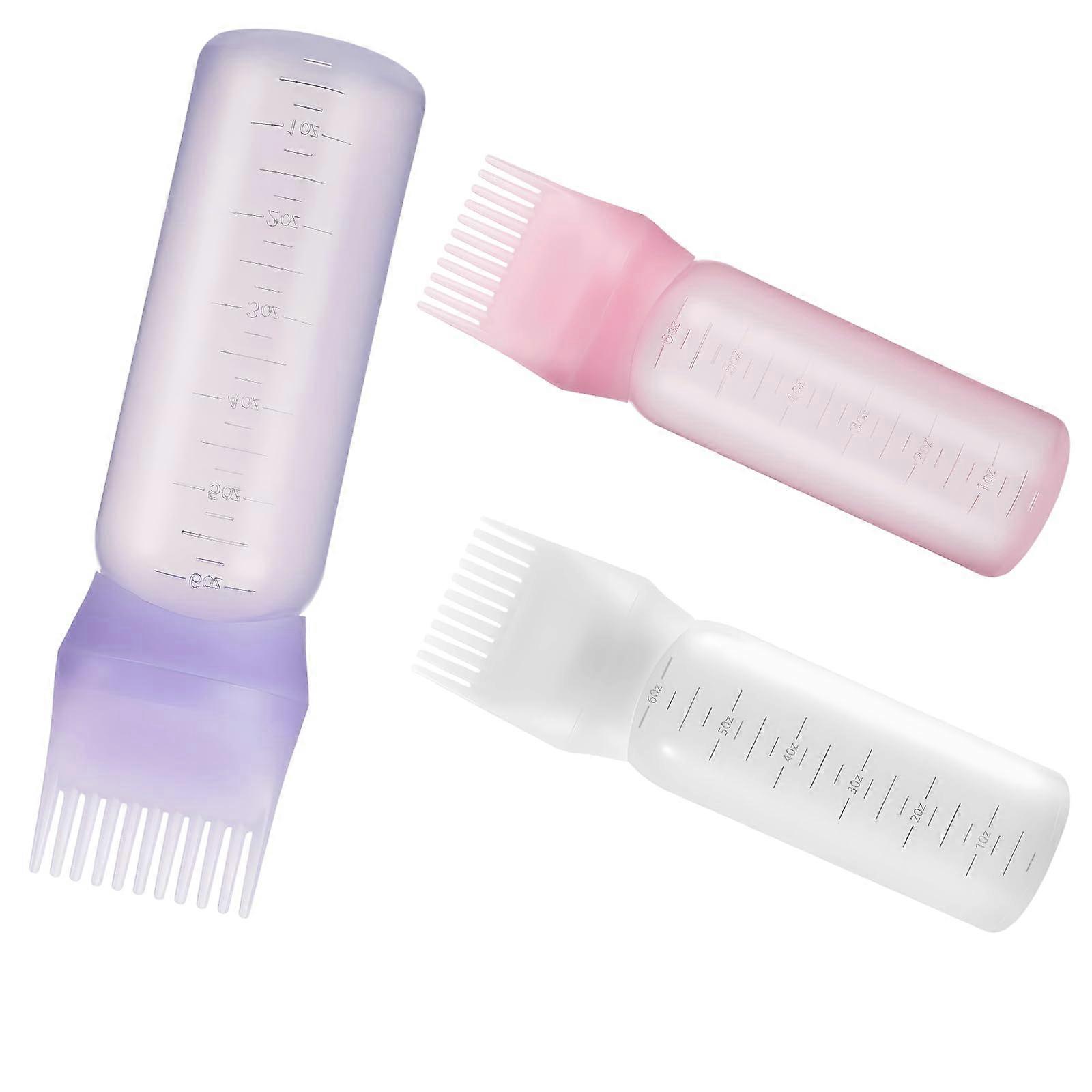 3PCS Root Comb Applicator Bottle 6oz with Graduated Scale for Precise Root Coverage, 3 Colors