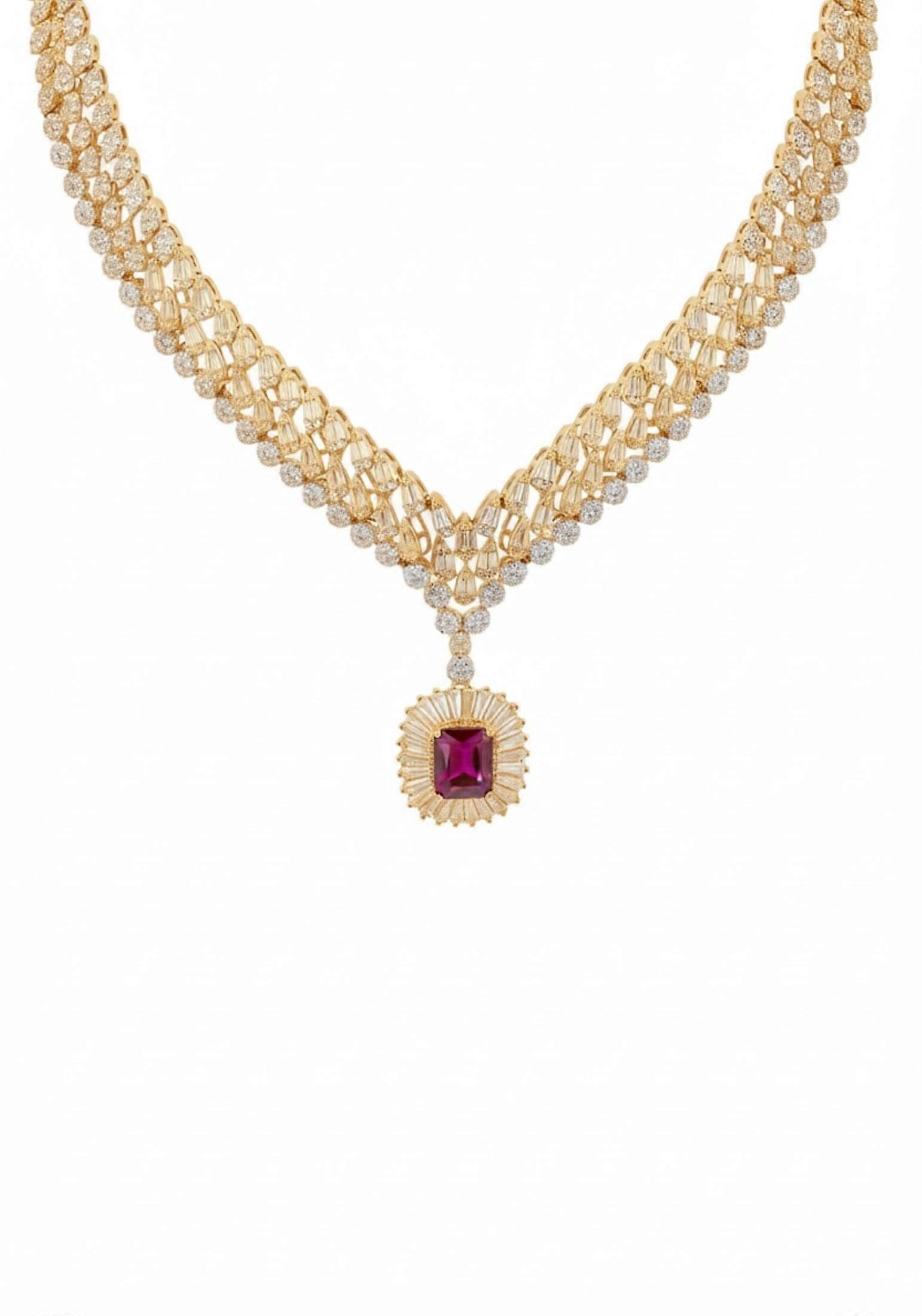 Countess Statement Ruby Necklace Gold
