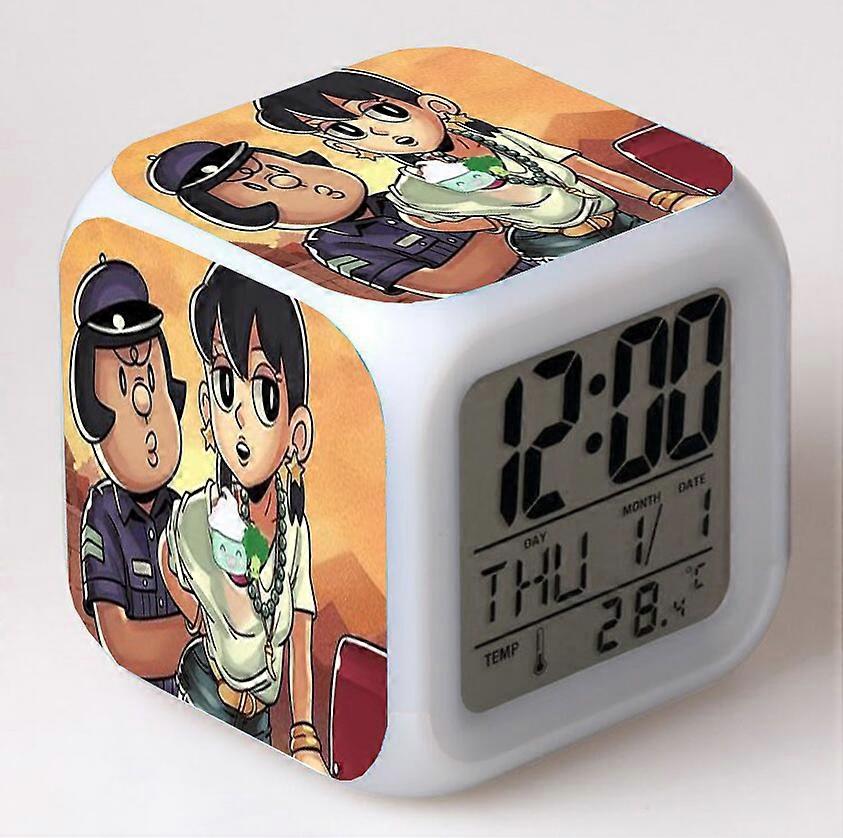 Doraemon Color-Changing Seven-Color Alarm Clock Square Clock Creative Alarm Clock