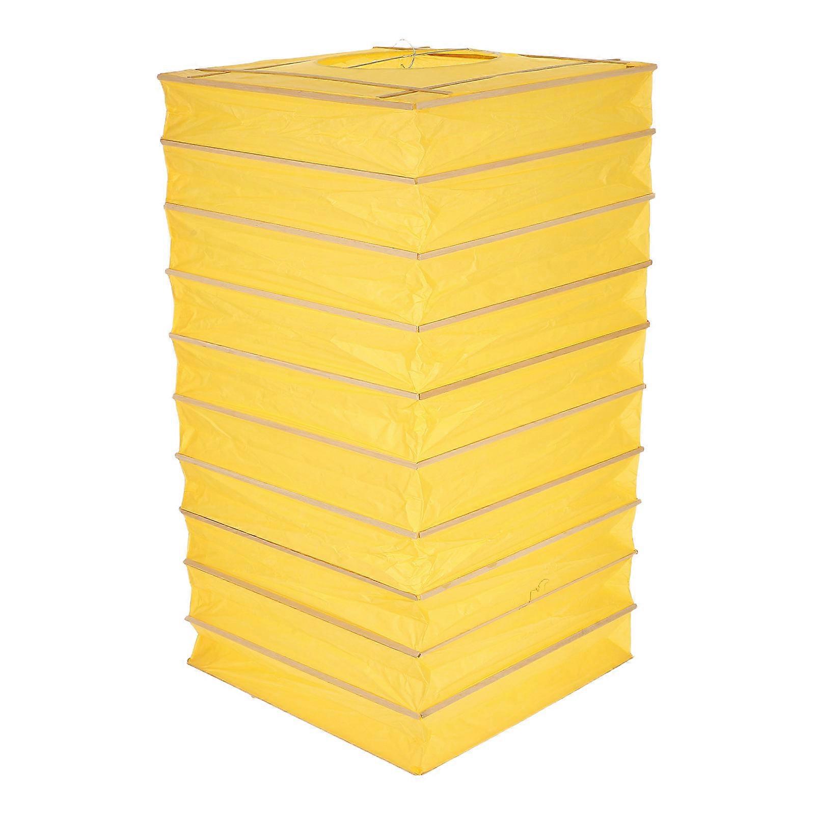 Light Yellow Rectangular Paper Lantern Shade For Indoor Outdoor Decorative Use Foldable 1Set