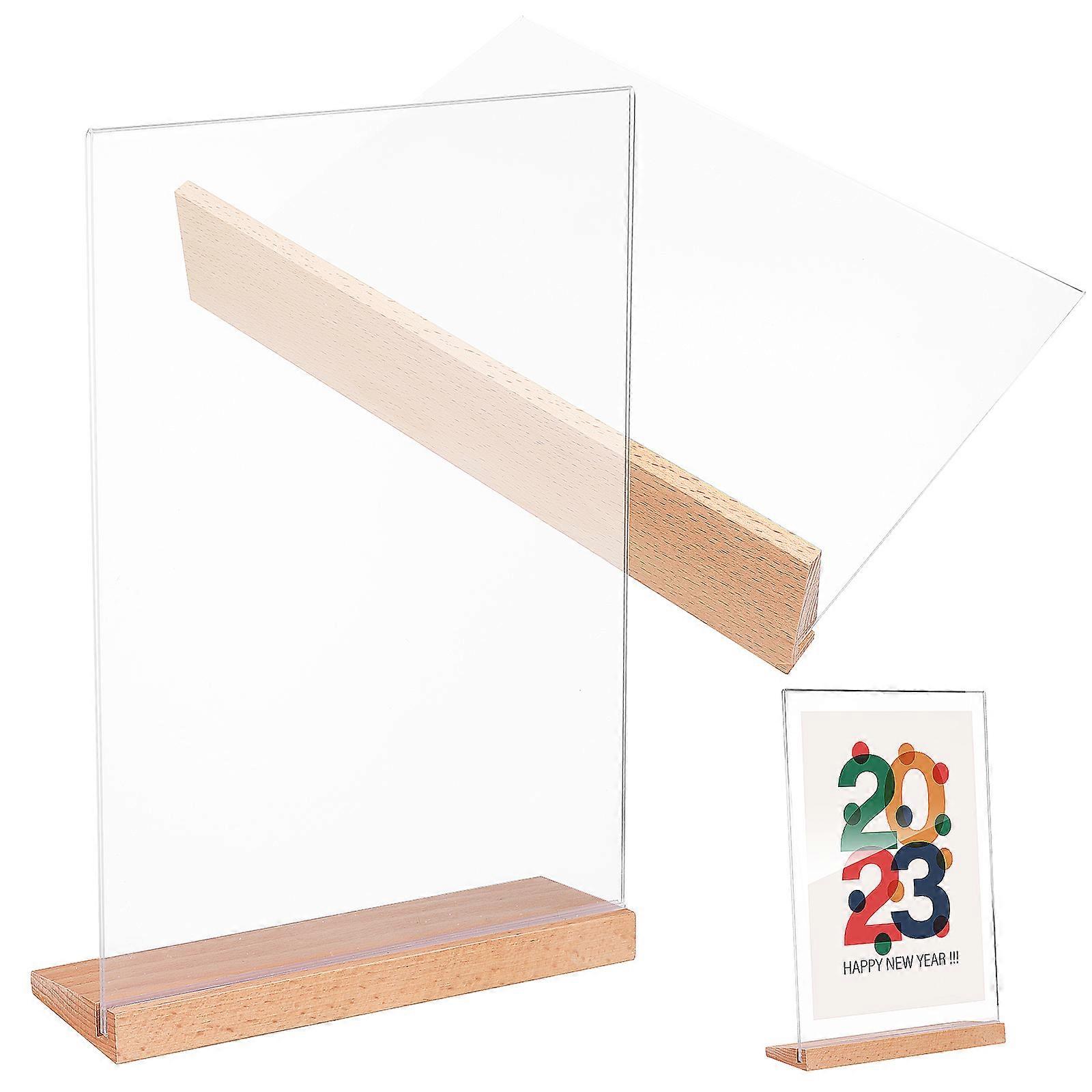 Acrylic Sign Holders Display Holders for Menu Stands 2Pcs Transparent
