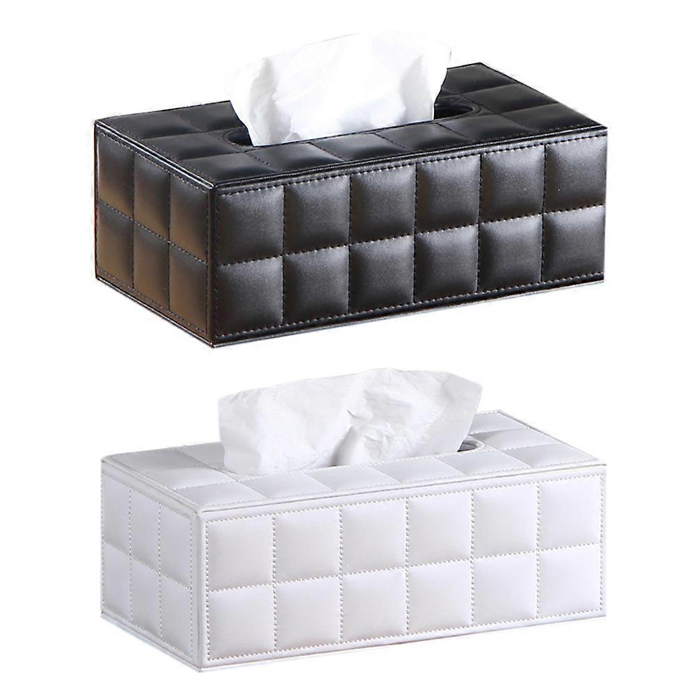 White PU Tissue Box Napkin Holder for Paper Organization