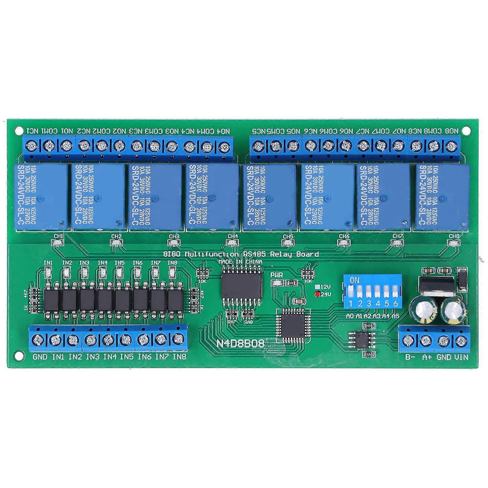 Relay expansion board 8 inputs and 8 outputs, RS485 communication 2025