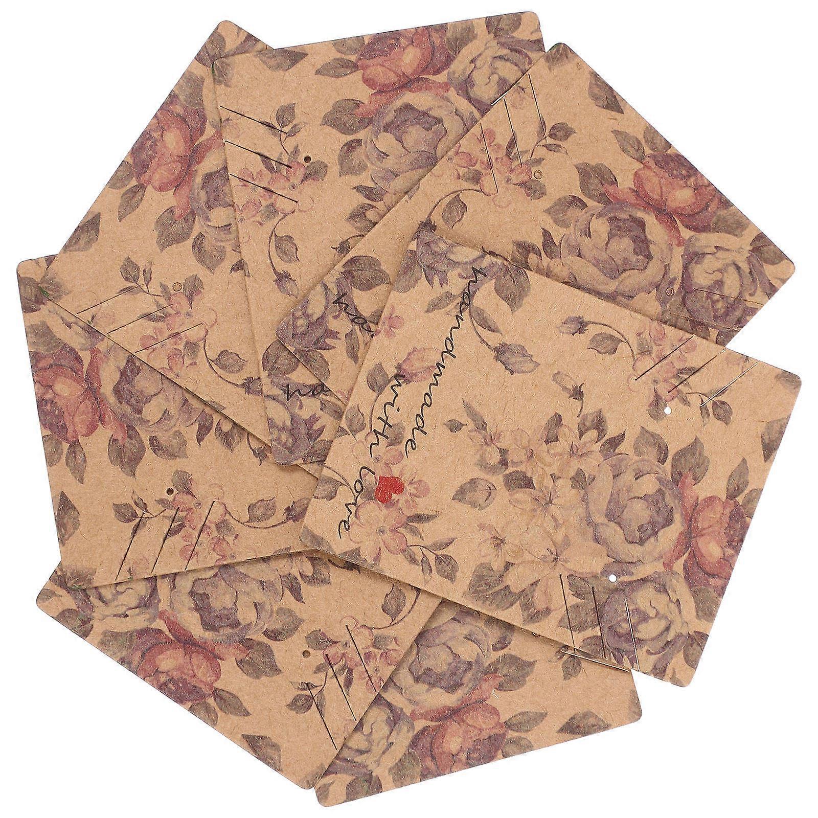 Floral Pattern Jewelry Display Cards Brown for 500Pcs Set