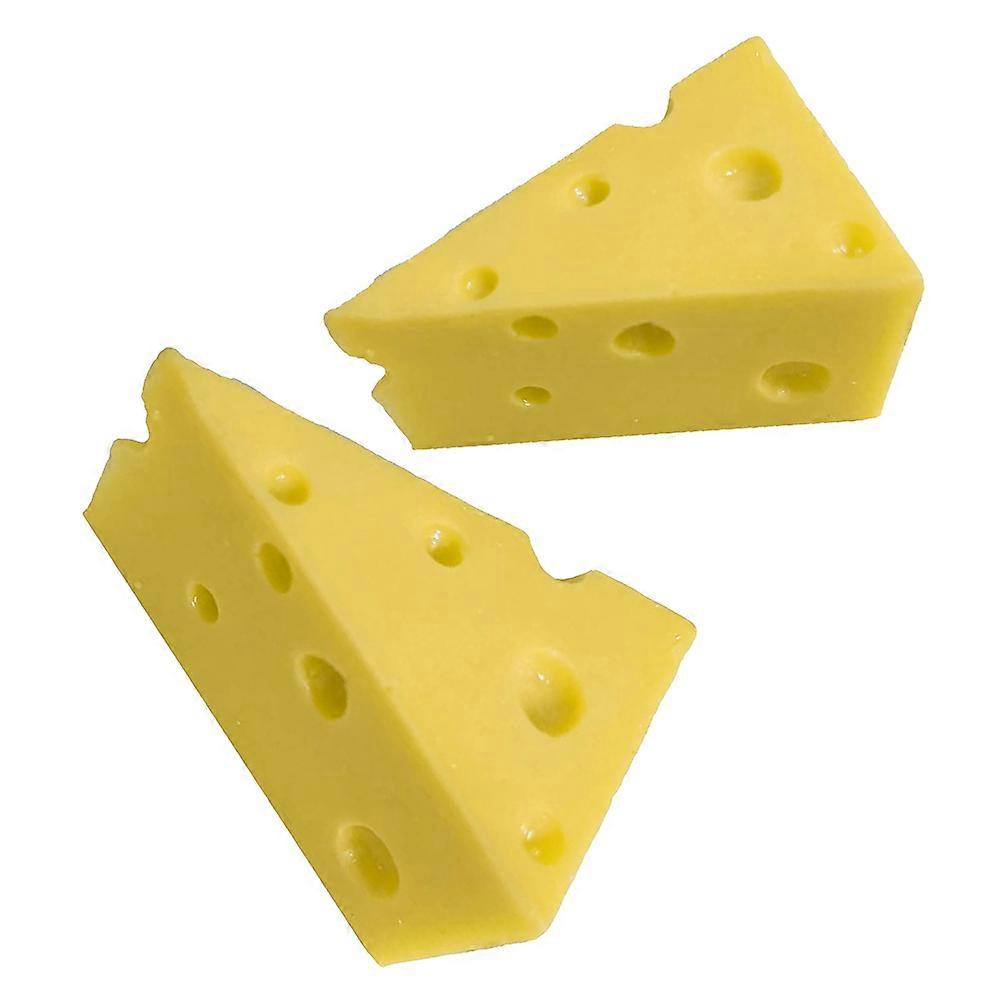 Fake Cheese Model for Decor 2Pcs Yellow Resin Simulated Cheese Props