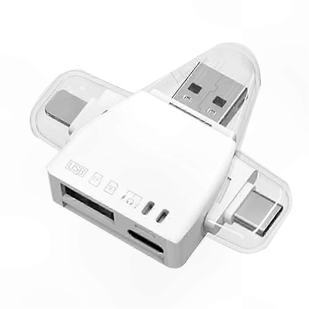 Multi-Function Card Reader Adapter for SD/TF Cards with USB OTG and Type C o Charging Support