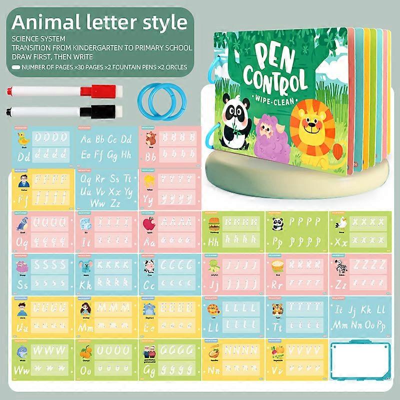 Pen Control Training Book, Erasable Fun Children's Early Education Exercise Book, Beginner's Basic Handwriting Exercise Cards