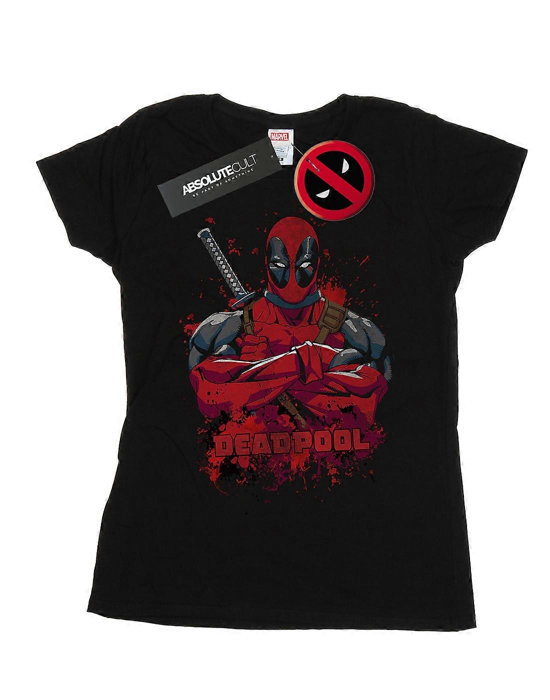 Marvel Women's Deadpool Pose Splat T-Shirt