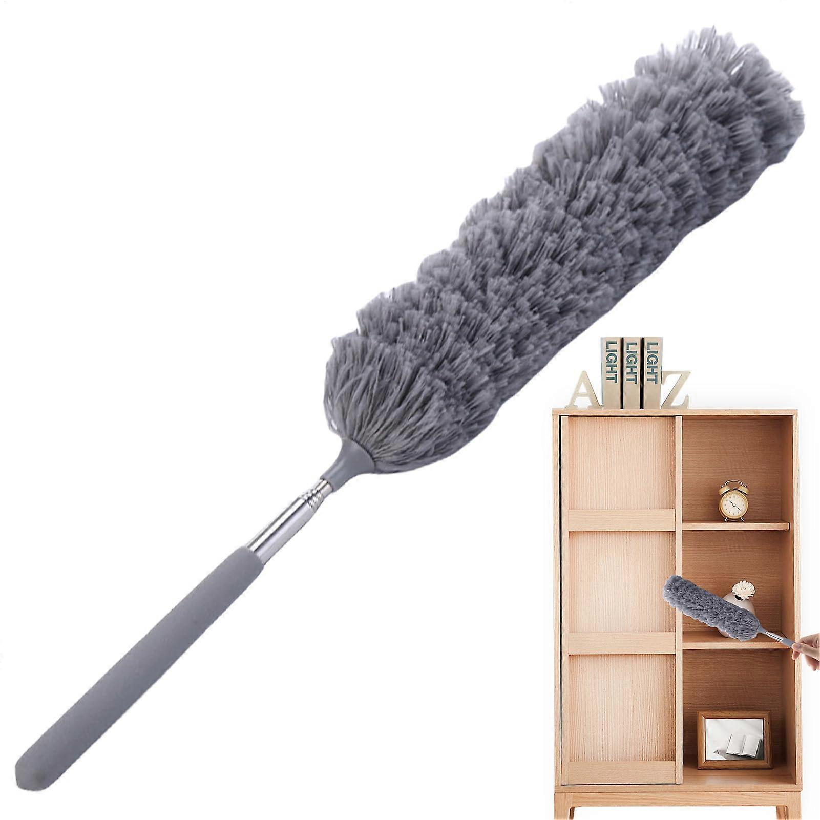 Telescopic Duster with Extension Pole, Electrostatic Fiber Brush for Cobweb and  Place Cleaning