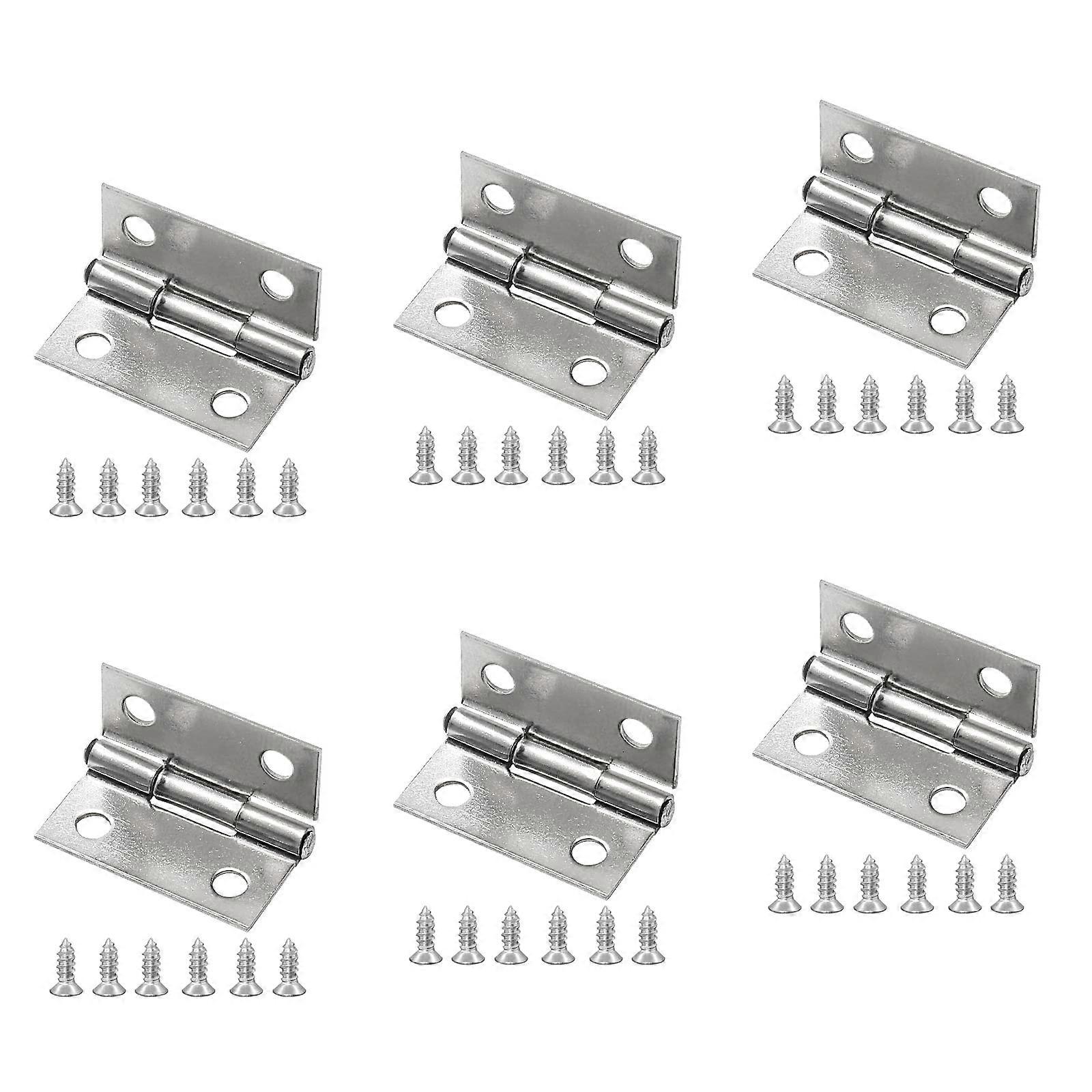 6 Pack 1 Inch Stainless Steel Mini Butt Hinges RustResistant Small Cabinet Hinges with Screws