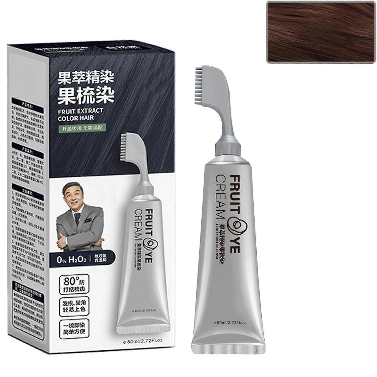 Chestnut Brown Permanent Hair Dye with Comb Applicator for Gray Hair Coverage and Root Touch Up