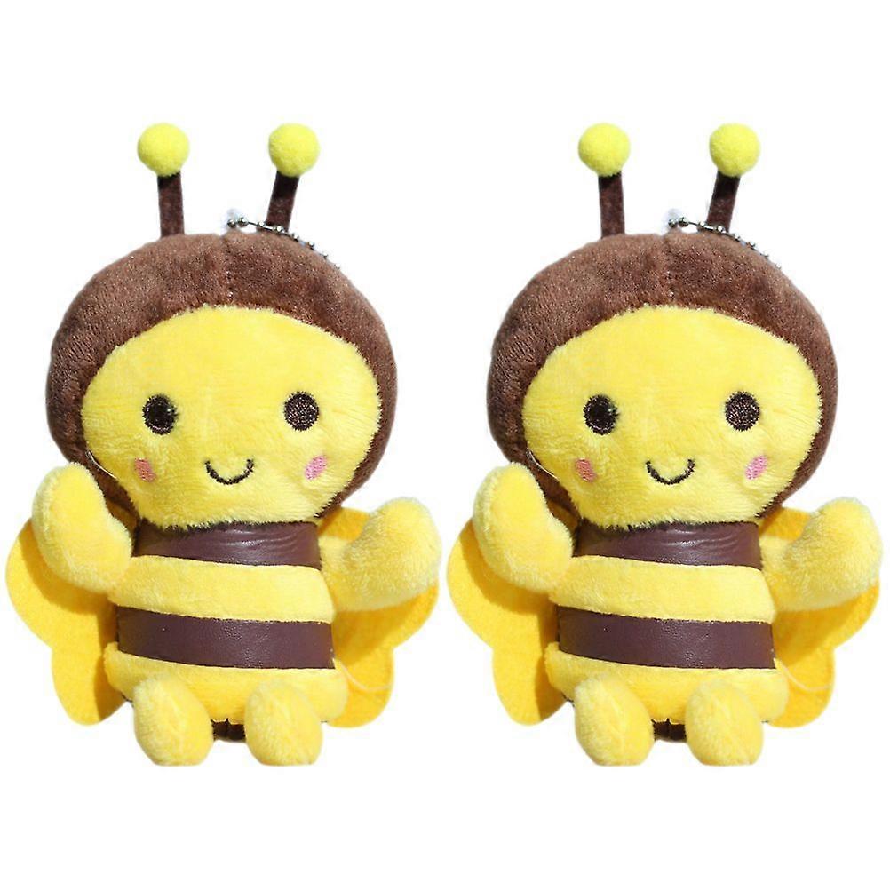 2pcs Stuffed Bee Decor Keychain Backpack Plush Pendants Plush Bee Keychain Decors