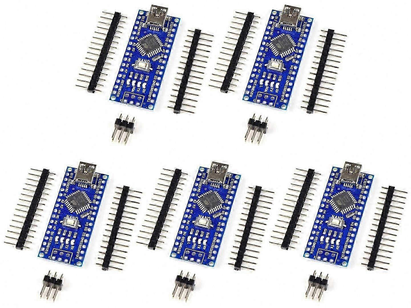 ATmega328P Microcontroller Board, CH340 USB Interface, Compatible with Nano V3.0 Mini USB Development Board (5 Pack)