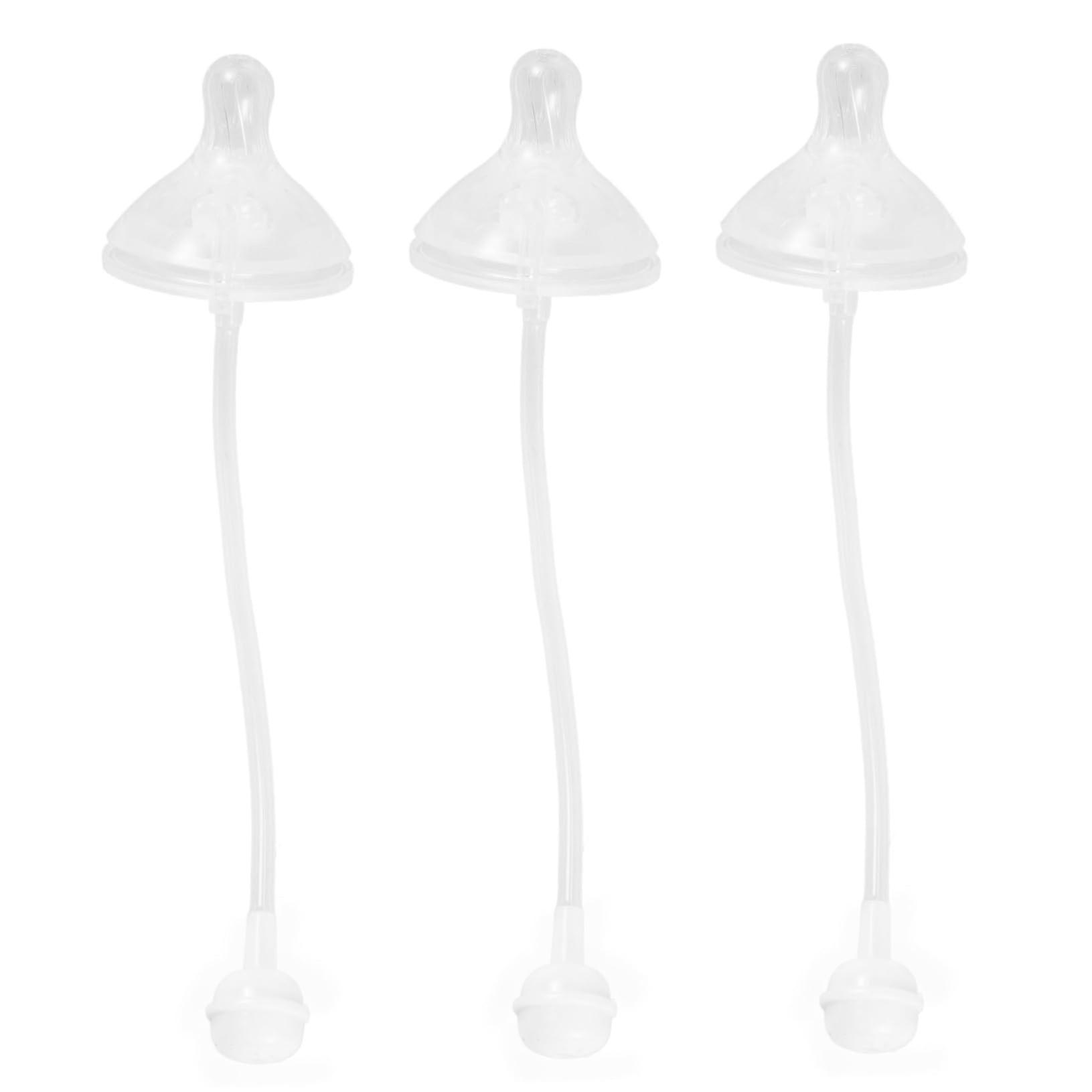3pcs Spill Proof Weighted Straw Baby Bottle Nipple Soft Silicone Replacement Set