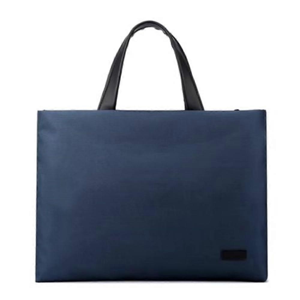 Large Capacity Nylon Document Bag with Reinforced Handle, Blue File Tote for Work and School