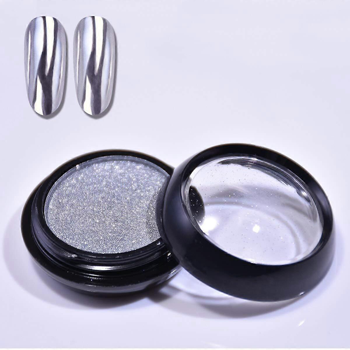 Violet Silver Chrome Nail Powder Metallic Mirror Pigment Dust Solid State Nail Glitter 1A