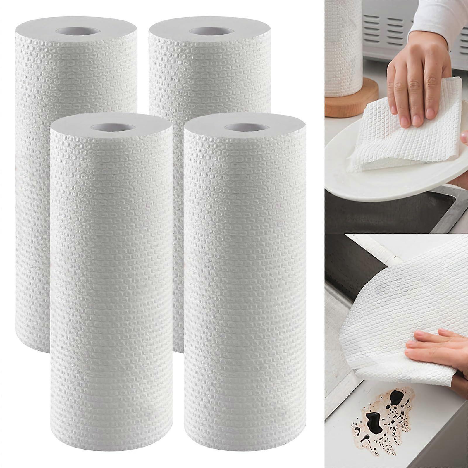 4 Rolls Kitchen Paper Towels, TearResistant FlexSheets 20x20cm, Quick Spill Absorption, White