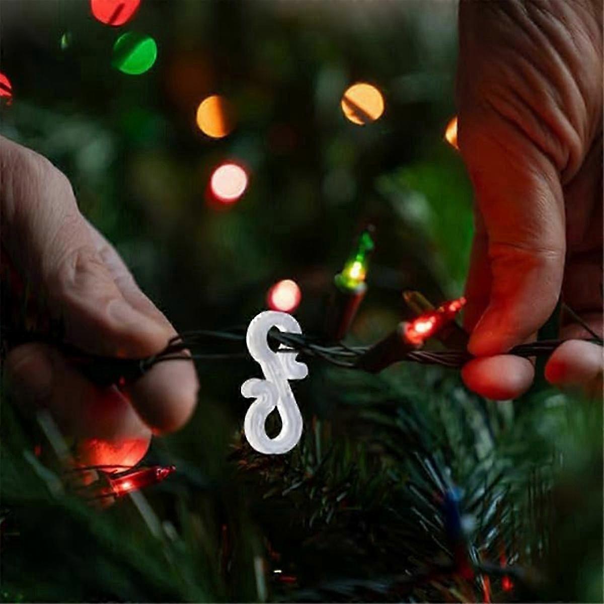 200PCS Plastic Gutter Hooks, S Clips for Christmas Lights