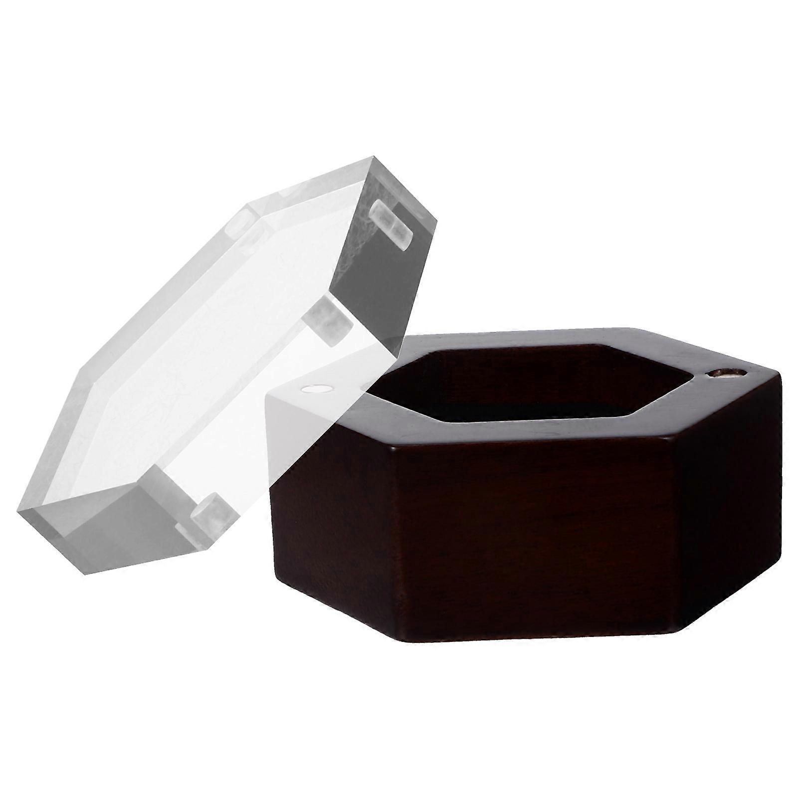 Wedding Ring Box Hexagonal Wooden Jewelry Storage Box with Closure