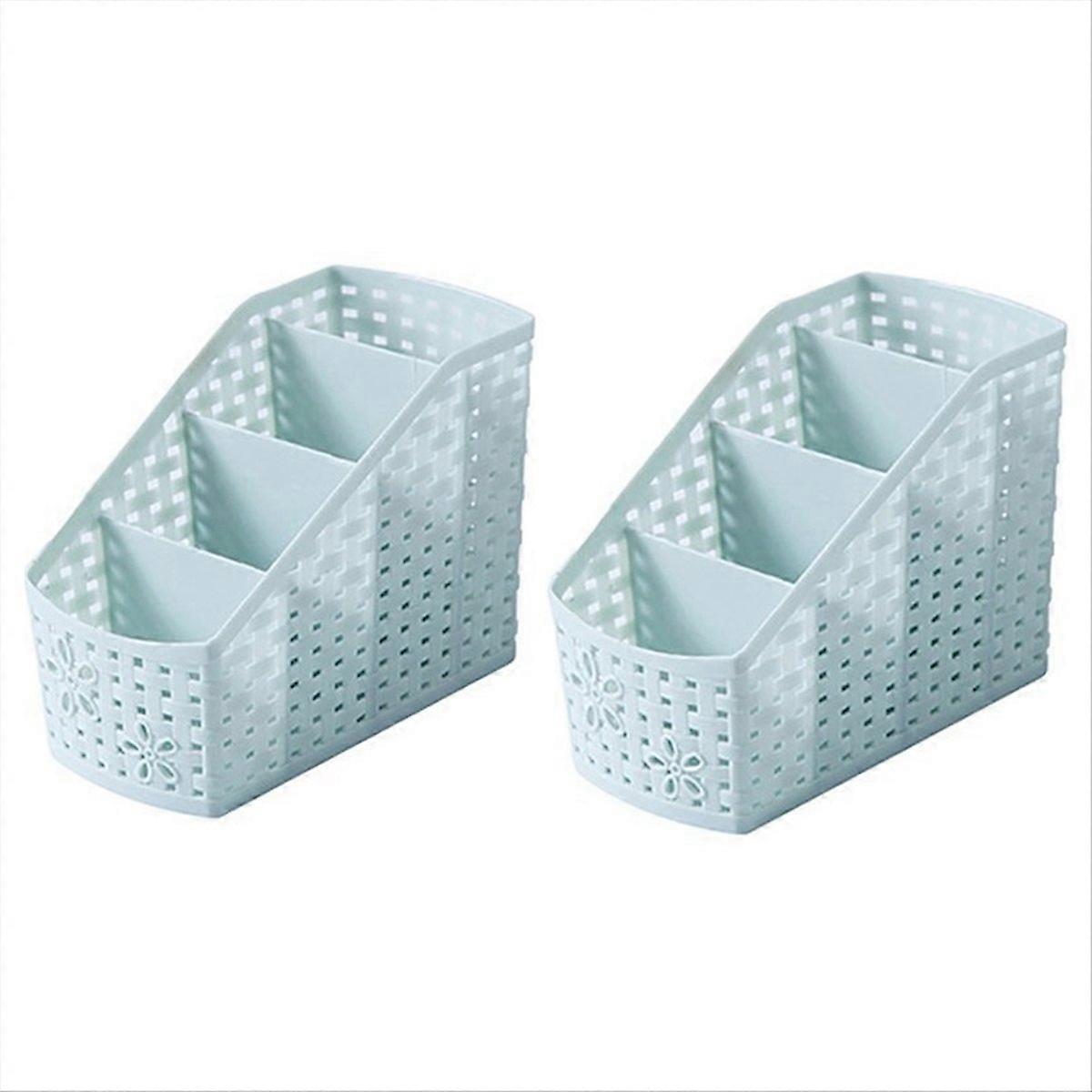 2 PCS Light Blue Storage Finishing Rack Gifts 4 Compartments