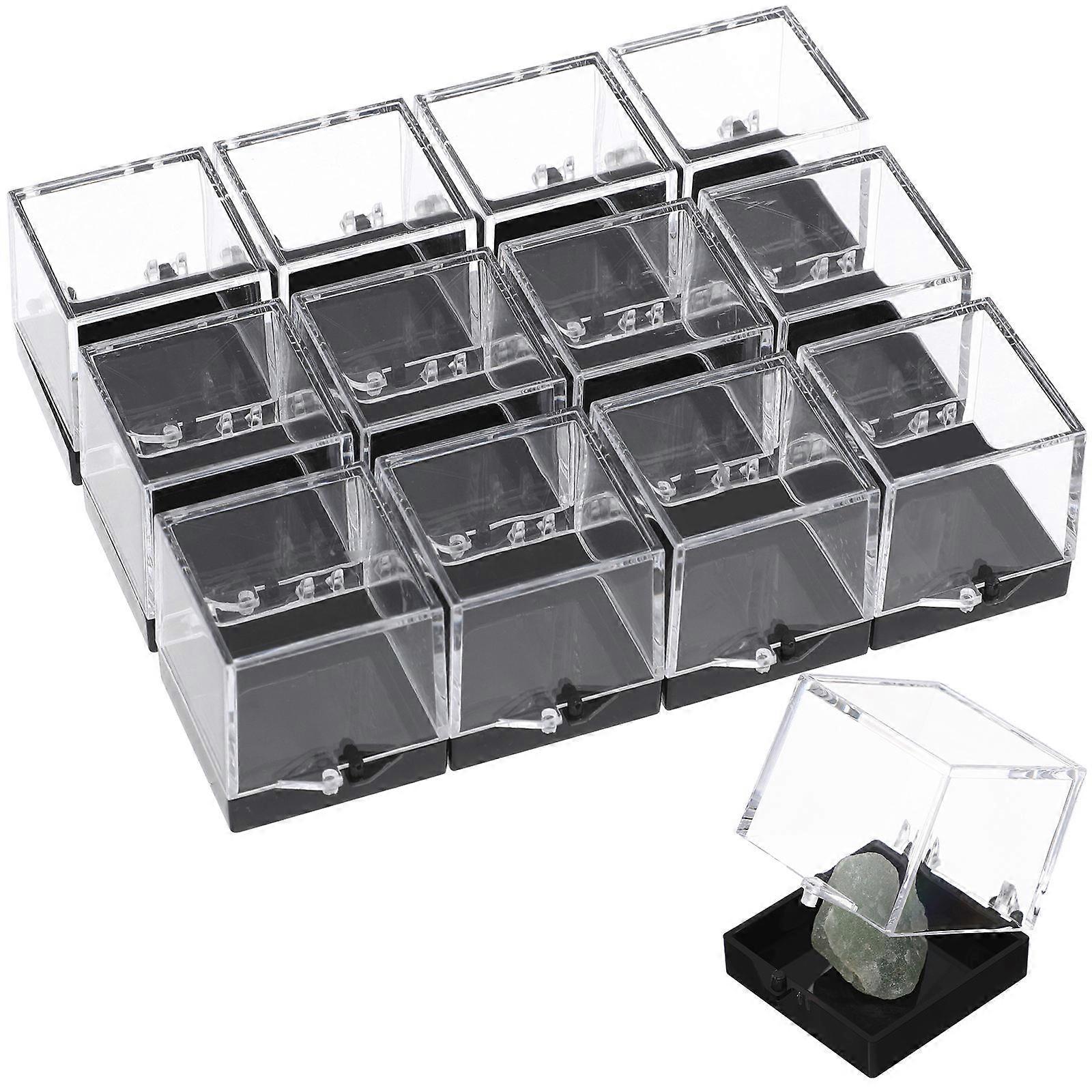 Clear Specimen Display Case Plastic Box for Specimen Storage 36Pcs