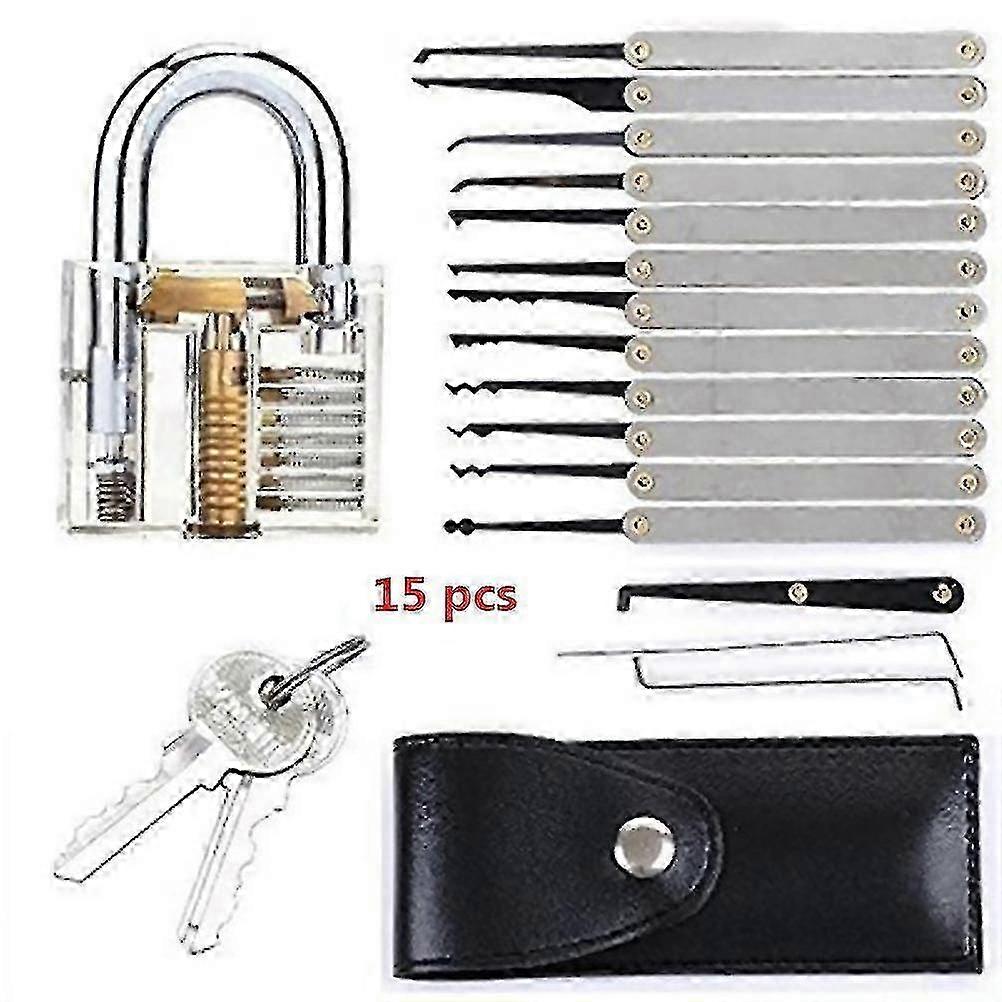 Beginner Lock Pick Tool Set with Transparent Padlock and Keys 1 Set