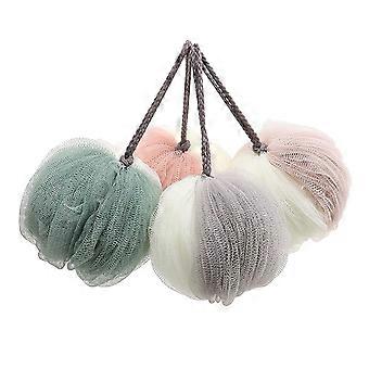 4 Pcs Large Shower Ball Bath Ball Double Color Mesh Sponge Mesh Pouf Bubble Nets Bath Bathroom Scrub Bath Brushes  (Random Color)