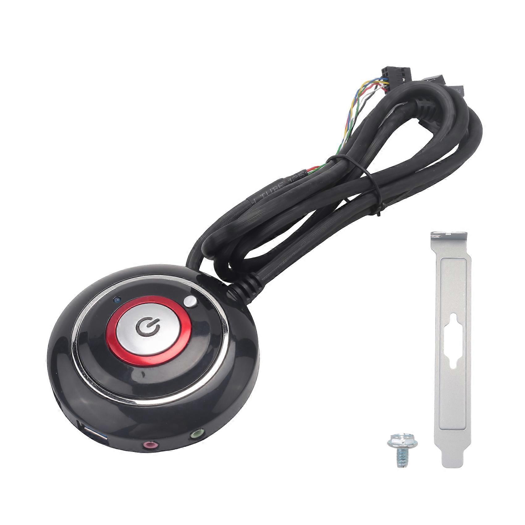 Desktop Computer Switch Button with Dual USB Ports and Audio PC External Start Button 165cm Cable